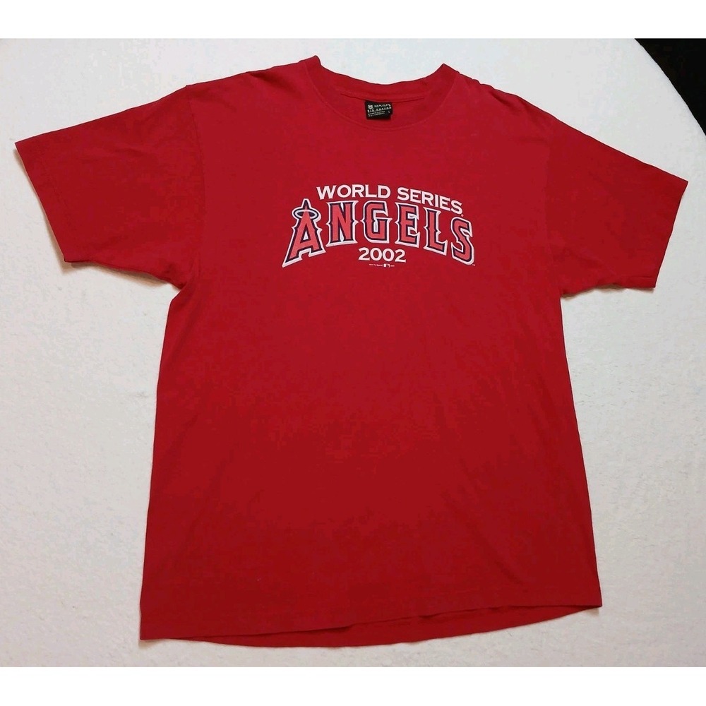 VTG 2002 Anaheim Angels World Series Champions T Shirt Gear For Sports Large Red